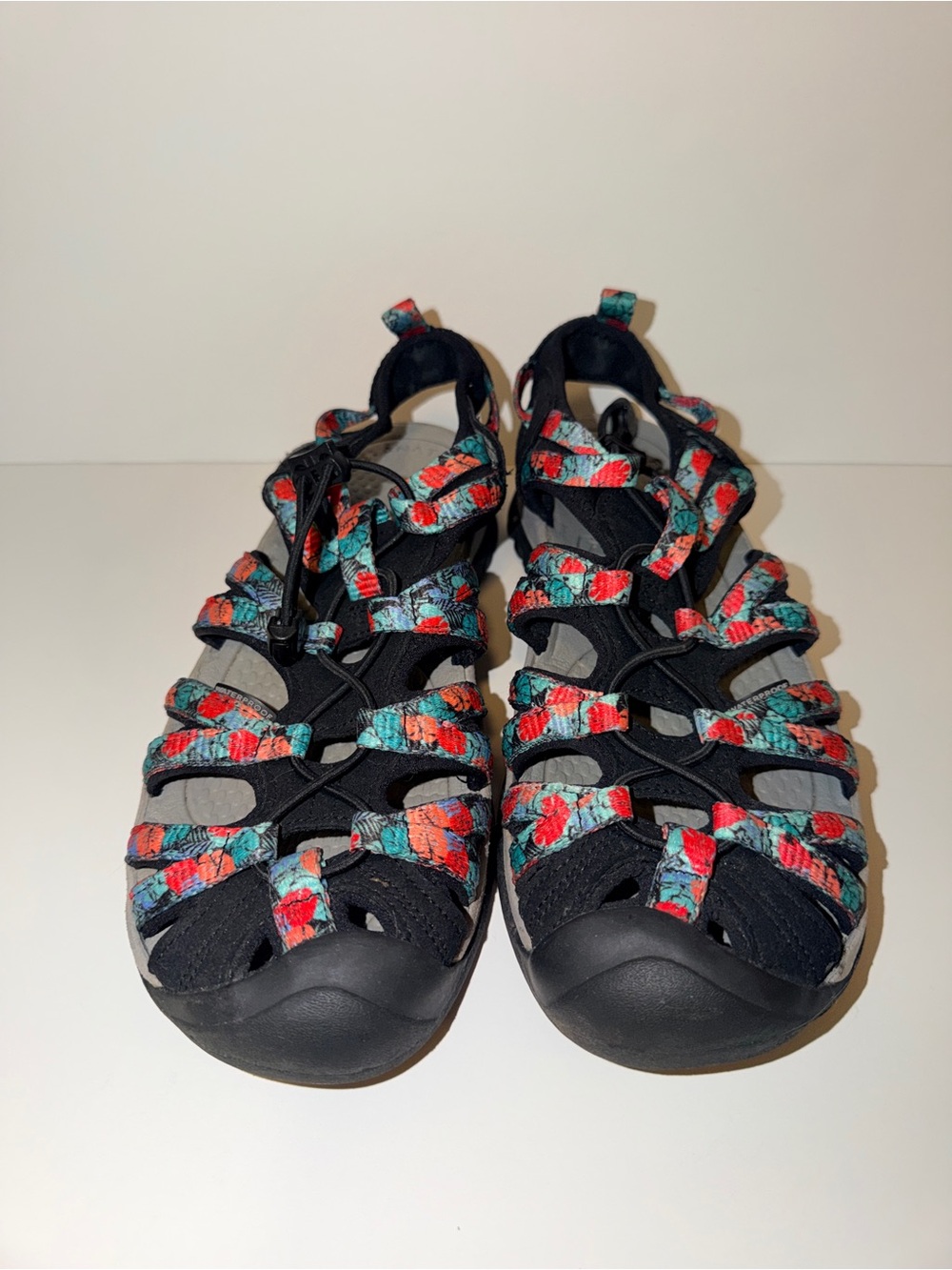 Keen Trail Sandals in Black with Red & Teal Accents